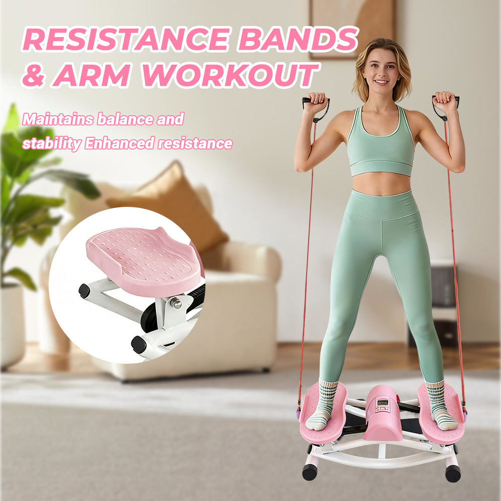 Mini Stepper Machine with Resistance Bands & LCD Counter