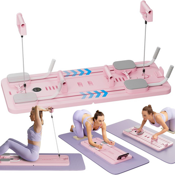Foldable Pilates Sliding Board Trainer with Cable Resistance & Phone Holder