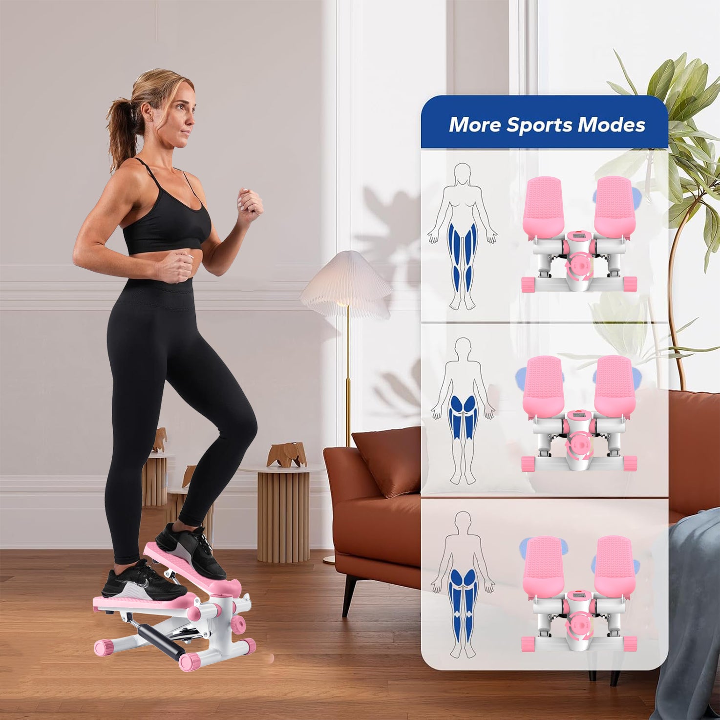 Mini Stair Stepper Machine with Resistance Bands & LCD Display