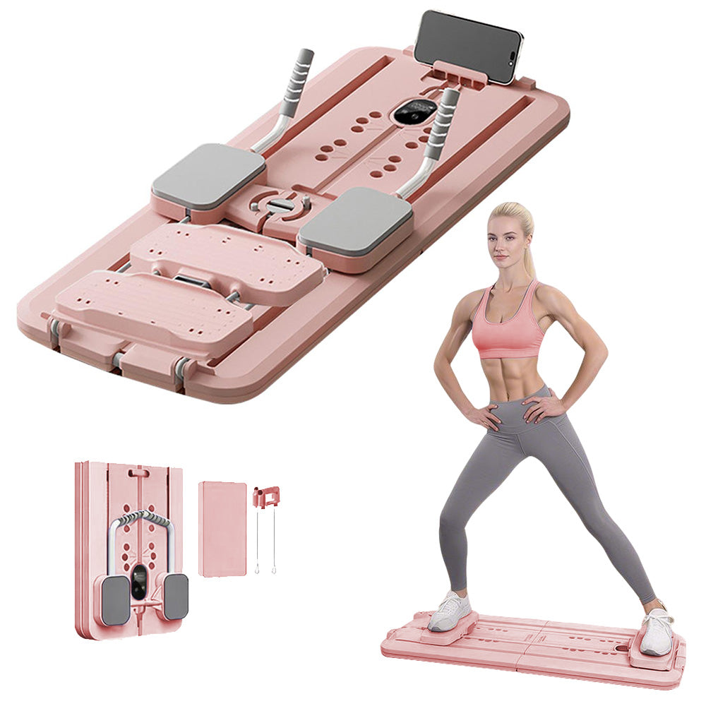 Foldable Full Body Workout Board with Resistance Bands & Phone Holder