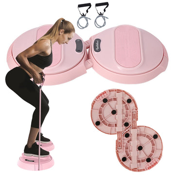 Foldable Twist Stepper Disc with Resistance Bands & LCD Counter