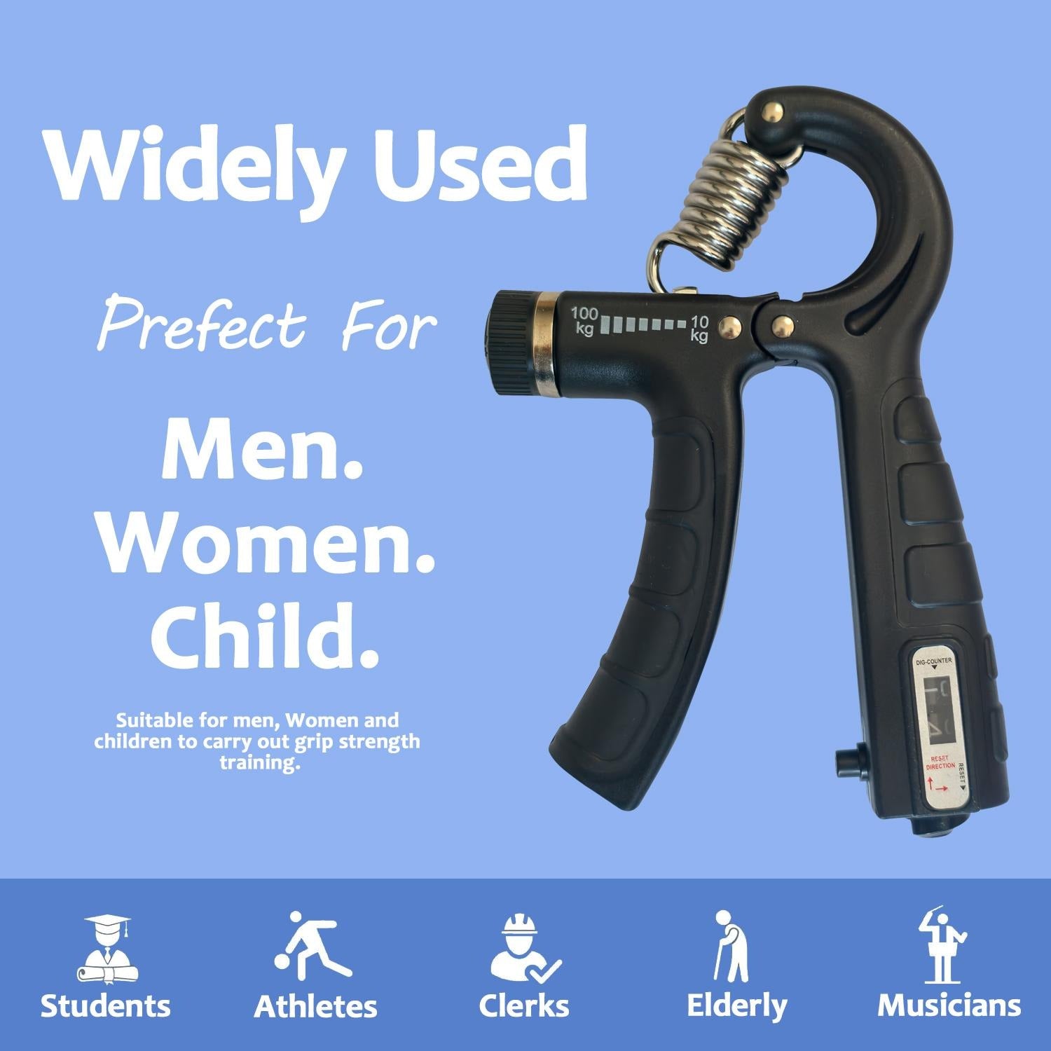 Adjustable Grip Strengthener with Digital Counter (10-100kg)