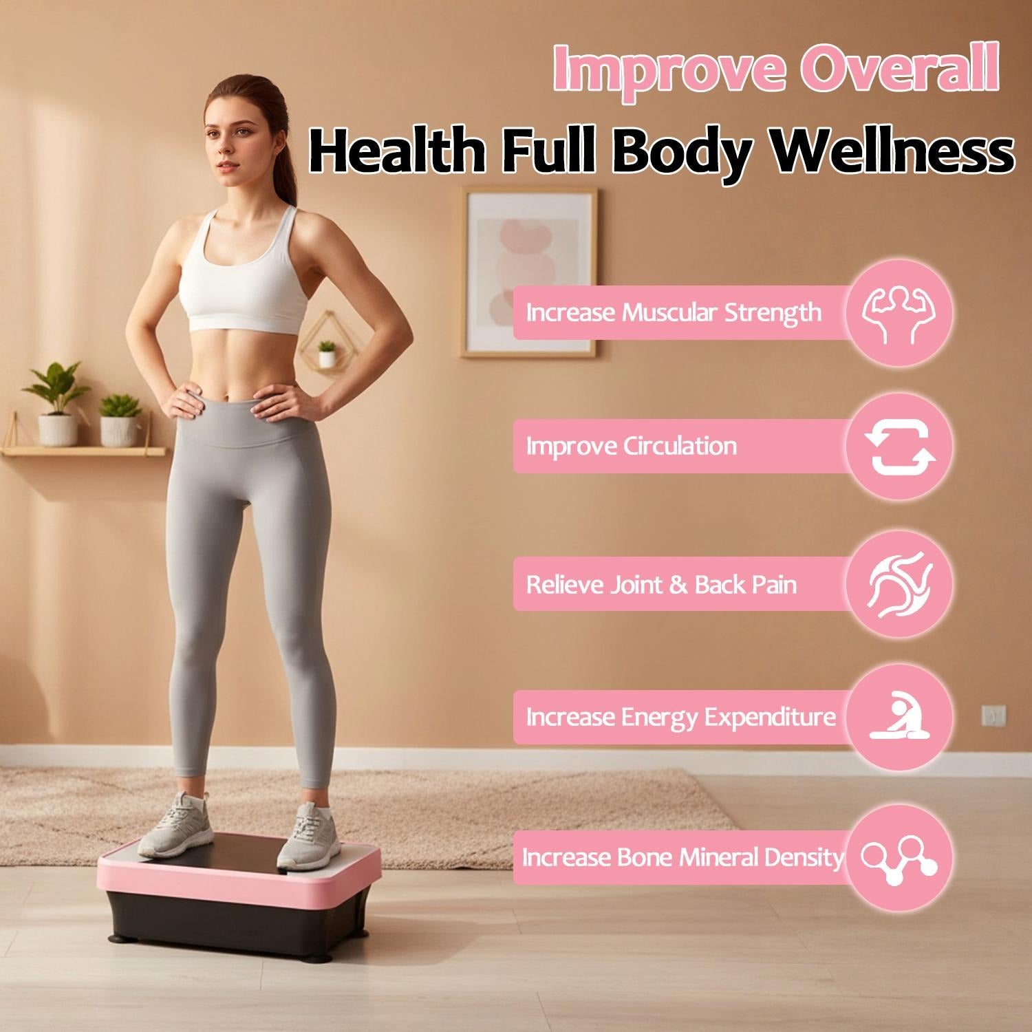 ScootFlow Vibration Plate with Bluetooth Speaker – Pink Home Fitness Machine