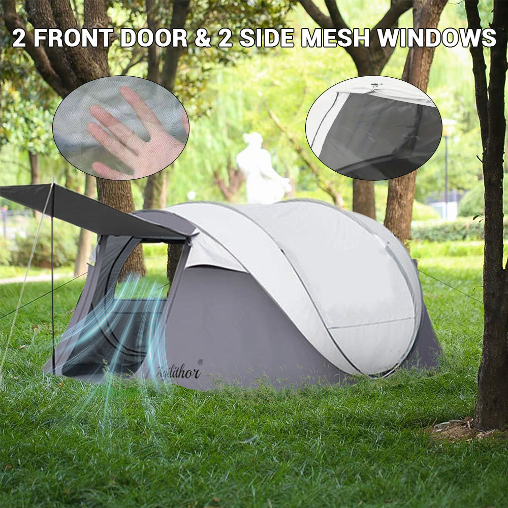 Agilithor Pop-Up Camping Tent — 4-Person Instant Setup Waterproof Family Tent