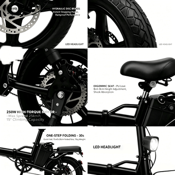 14" Folding Electric Bike – 25km Range, Display Screen & Dual Shock Absorbers for Urban Commuting - AGILITHOR