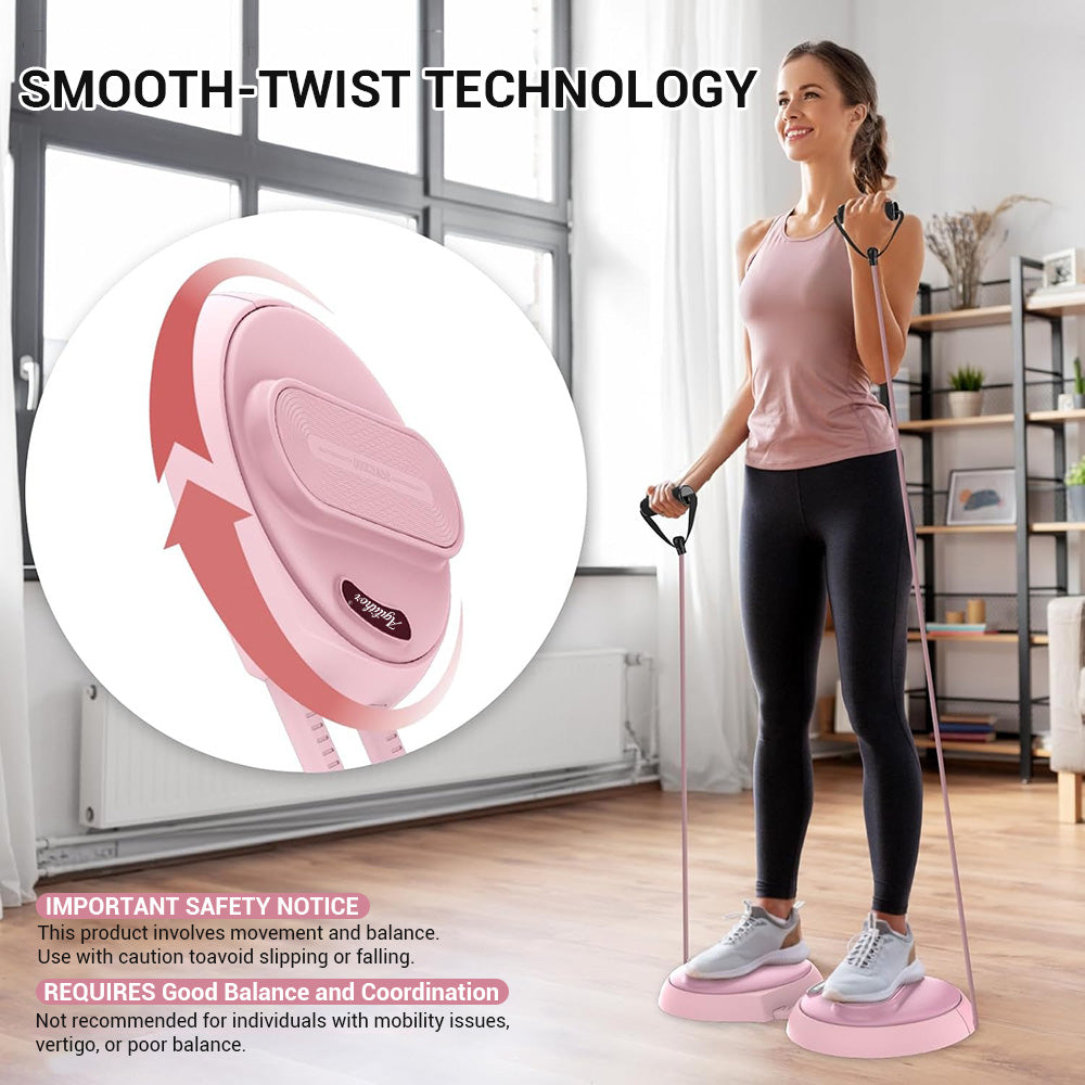 Foldable Twist Stepper Disc with Resistance Bands & LCD Counter