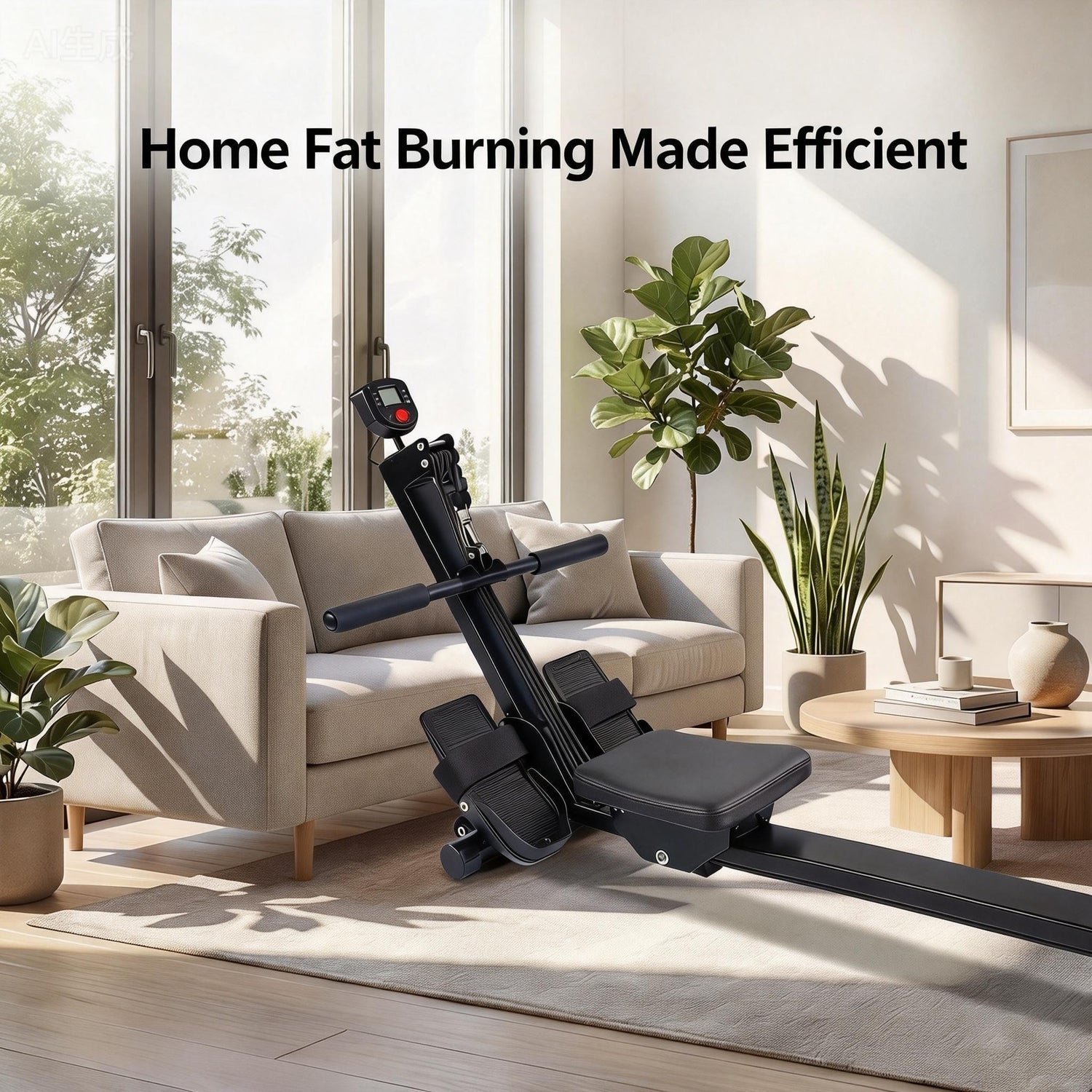 Foldable Rowing Machine with LCD Monitor — Adjustable Resistance Home Rower