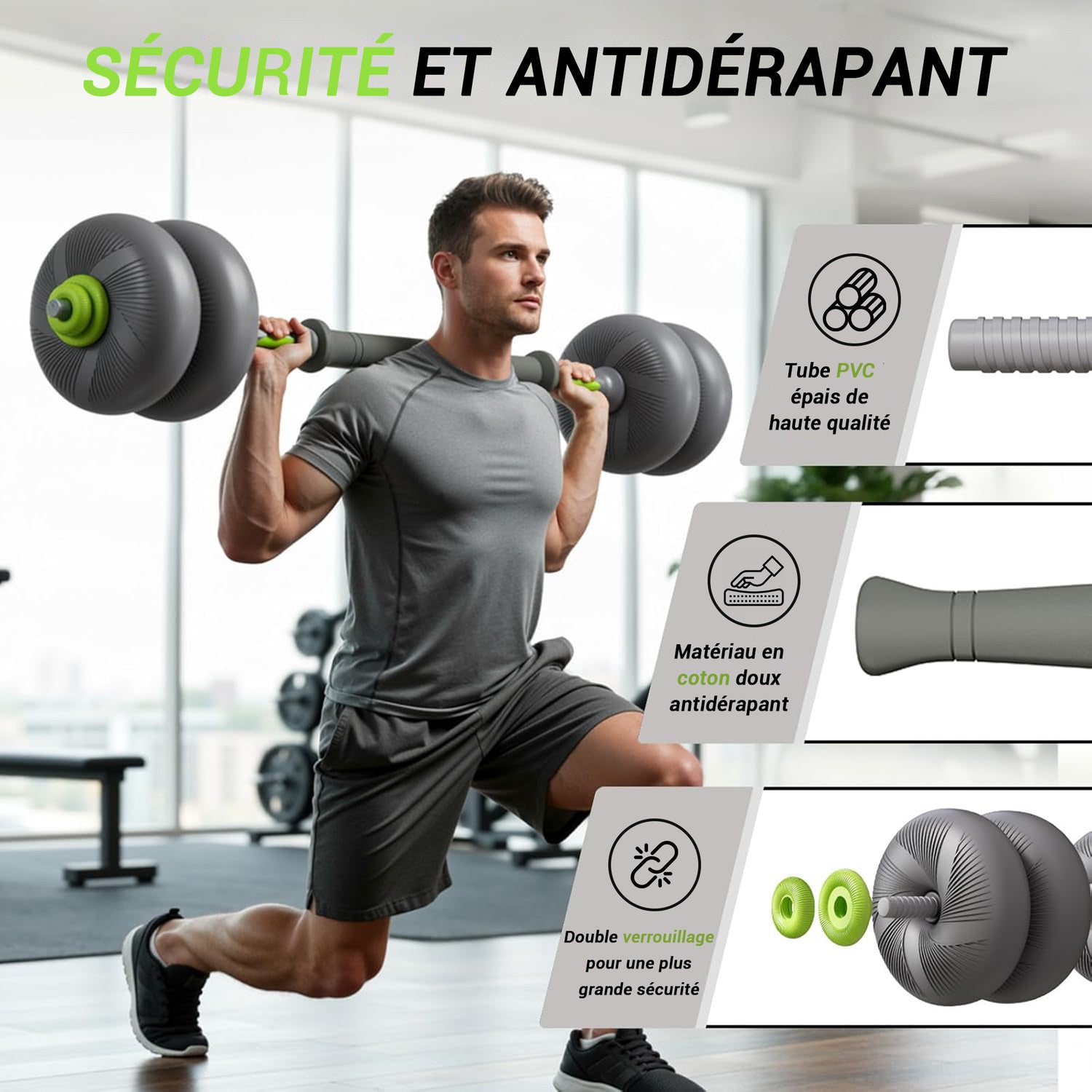 3-in-1 Adjustable Dumbbell, Barbell & Kettlebell Set