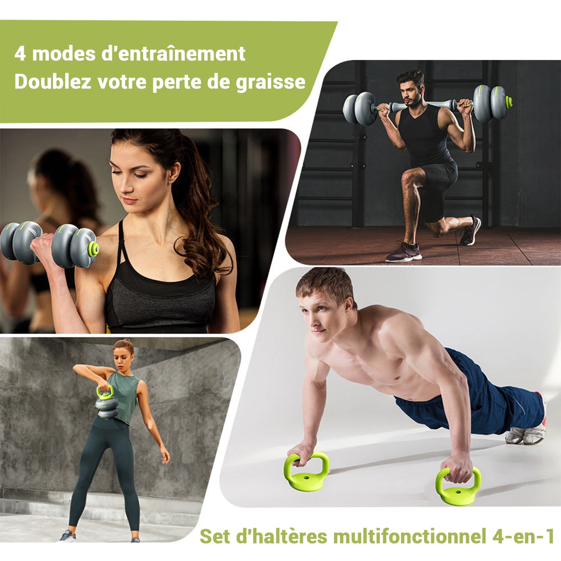 3-in-1 Adjustable Dumbbell, Barbell & Kettlebell Set - AGILITHOR