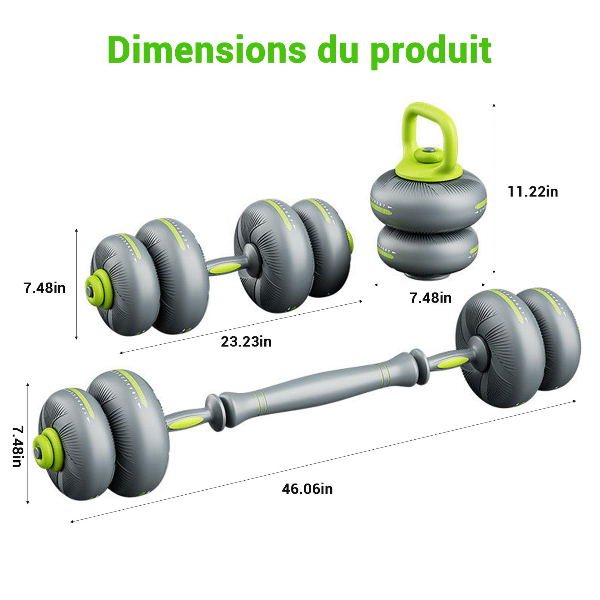 3-in-1 Adjustable Dumbbell, Barbell & Kettlebell Set - AGILITHOR