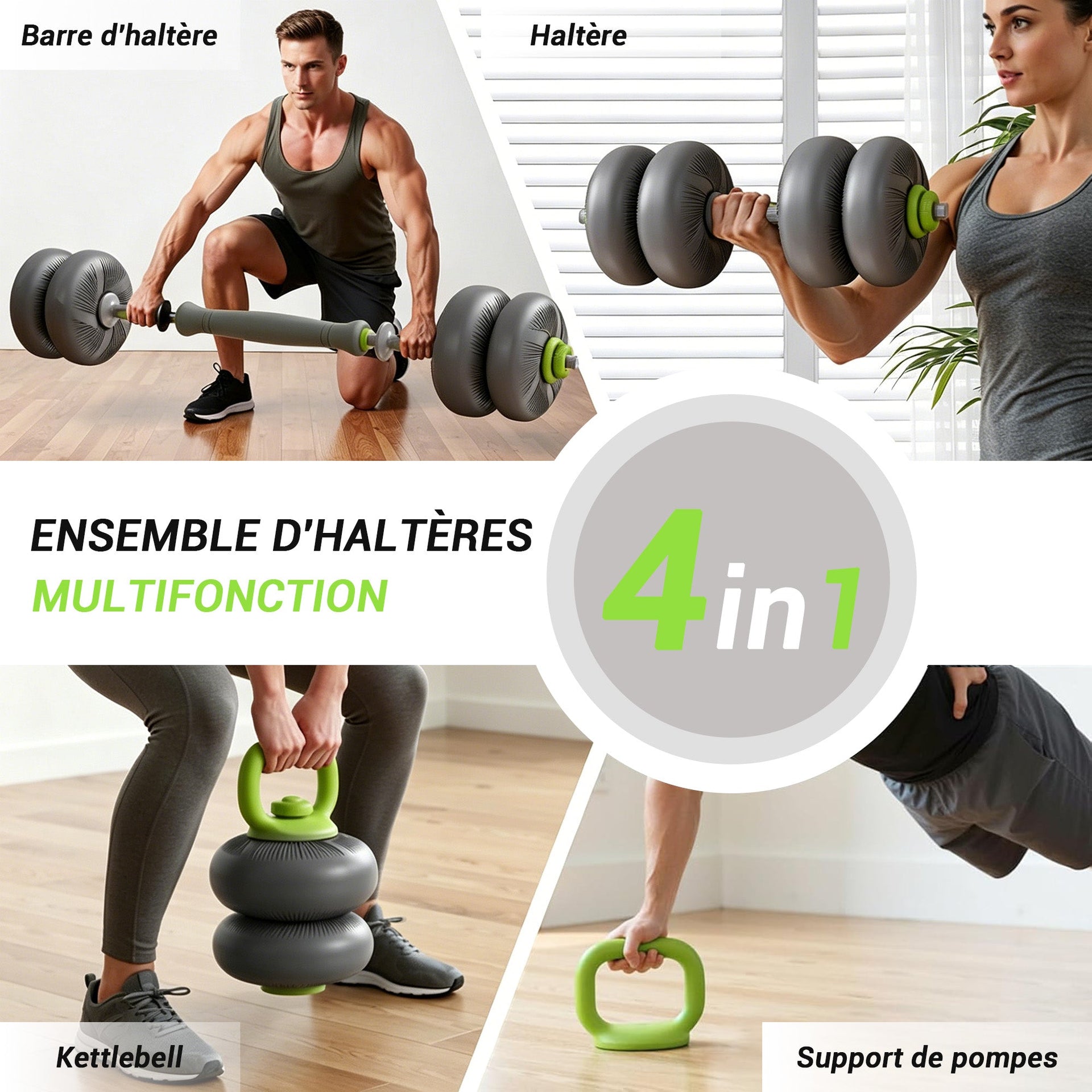 3-in-1 Adjustable Dumbbell, Barbell & Kettlebell Set - AGILITHOR