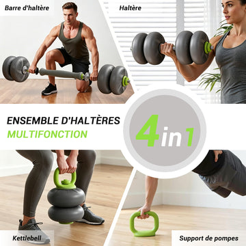 3-in-1 Adjustable Dumbbell, Barbell & Kettlebell Set - AGILITHOR