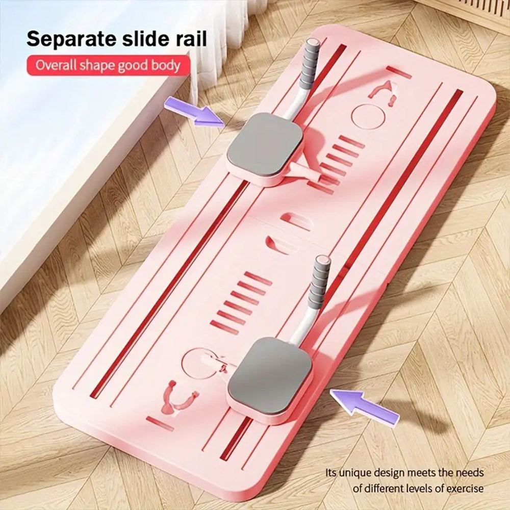 Foldable Pilates Sliding Board Trainer with Cable Resistance & Phone Holder