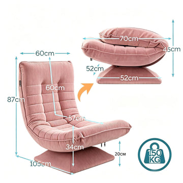360° Rotating Floor Chair, Memory Foam Lounge Seat,Comfortable Backrest, Relaxation Chair for Gaming, Reading,Playing & Meditation - AGILITHOR