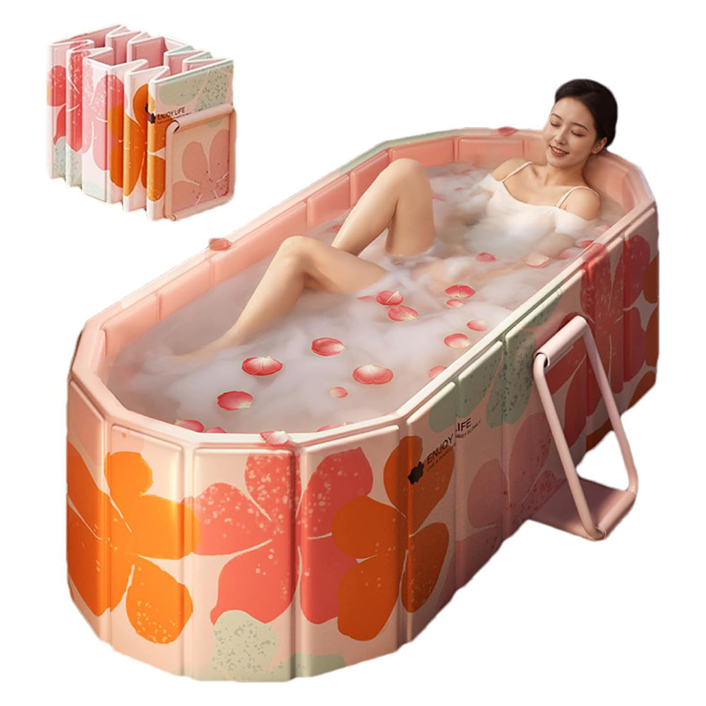 Foldable Soaking Bathtub with Steel Support Frame — Adult Full Body Bath Tub