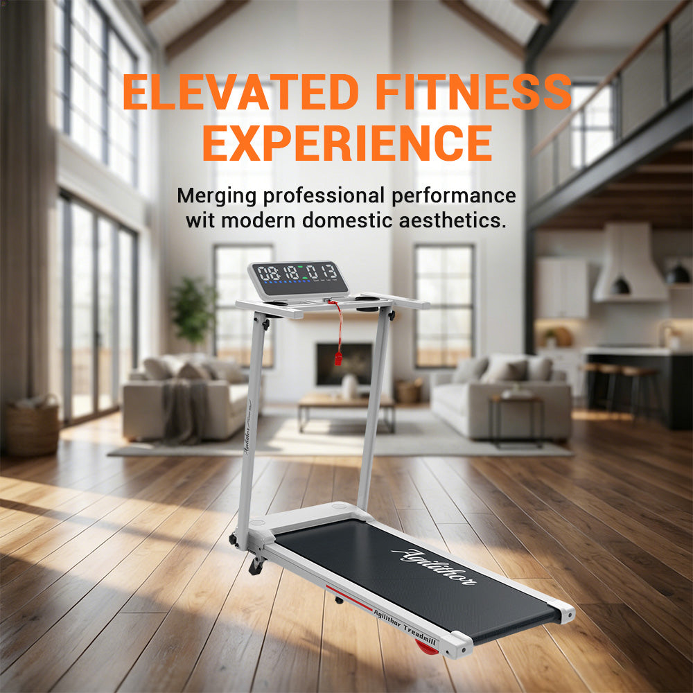 Agilithor Folding Treadmill with 8% Auto Incline, LED Display & Bluetooth Speaker