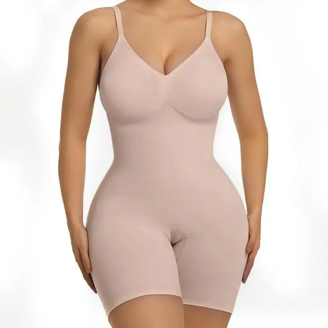 Women's Seamless V-Neck Bodysuit Shaper with Built-In Bra & Butt Lifter