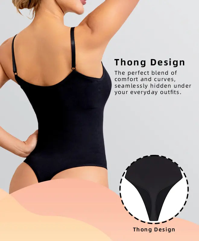 Women's Seamless Sculpting Thong Bodysuit with Built-in Bra