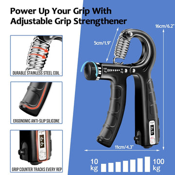 Adjustable Grip Strengthener with Digital Counter (10-100kg) - AGILITHOR