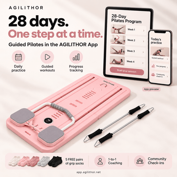Agilithor 4-in-1 Foldable Pilates Board – Auto Rebound Core Trainer with Resistance Bands & Timer - AGILITHOR