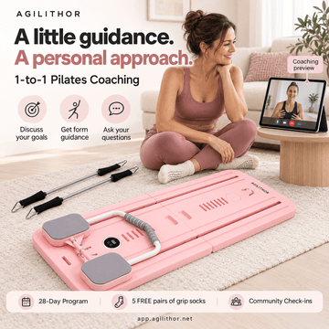 Agilithor 4-in-1 Foldable Pilates Board – Auto Rebound Core Trainer with Resistance Bands & Timer - AGILITHOR