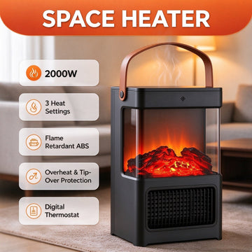 Agilithor Electric Fireplace Heater for Indoor Use, Space Heater Fireplace - AGILITHOR