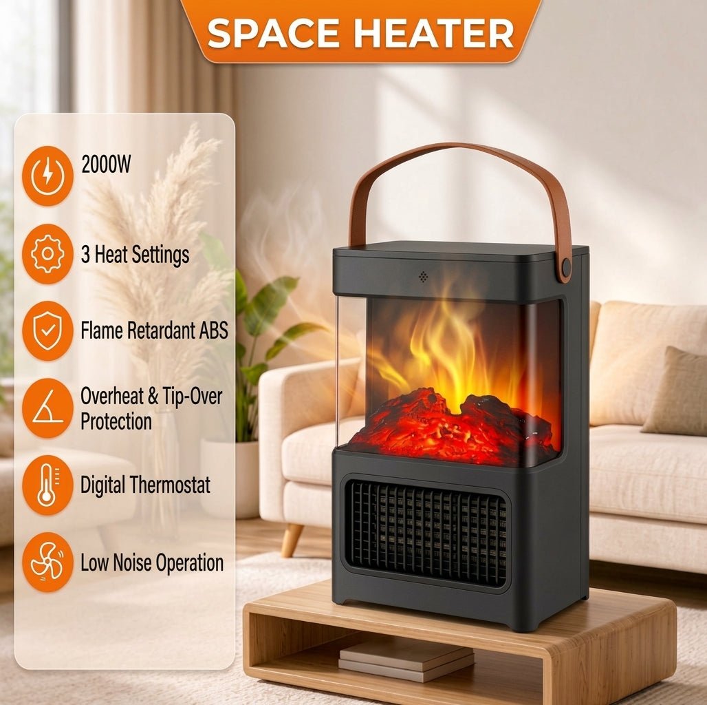 Agilithor Electric Fireplace Heater for Indoor Use, Space Heater Fireplace - AGILITHOR