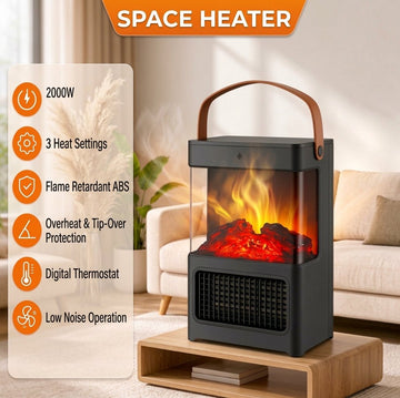 Agilithor Electric Fireplace Heater for Indoor Use, Space Heater Fireplace - AGILITHOR