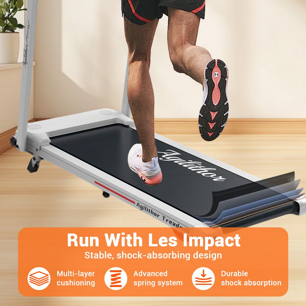 Agilithor Folding Treadmill with 8% Auto Incline, LED Display & Bluetooth Speaker - AGILITHOR