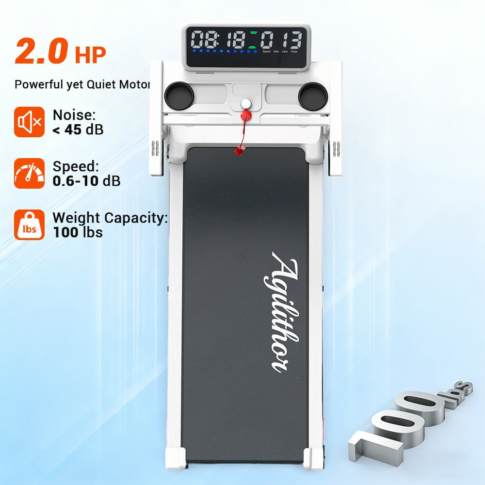 Agilithor Folding Treadmill with 8% Auto Incline, LED Display & Bluetooth Speaker - AGILITHOR