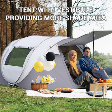 Agilithor Large Pop-Up Camping Tent with Awning — 5-Person Instant Setup Waterproof - AGILITHOR