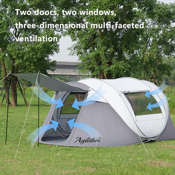 Agilithor Pop-Up Camping Tent — 4-Person Instant Setup Waterproof Family Tent - AGILITHOR