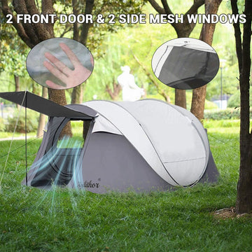Agilithor Pop-Up Camping Tent — 4-Person Instant Setup Waterproof Family Tent - AGILITHOR