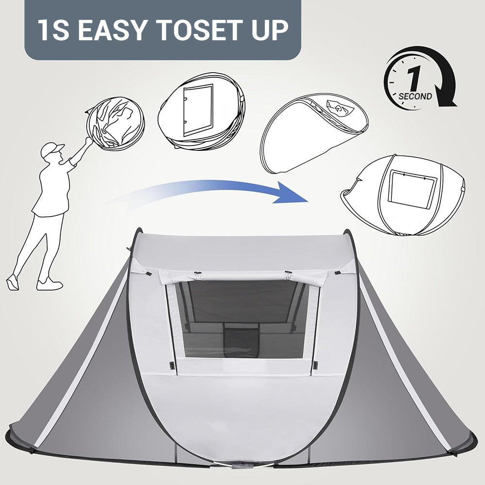 Agilithor Pop-Up Camping Tent — 4-Person Instant Setup Waterproof Family Tent - AGILITHOR