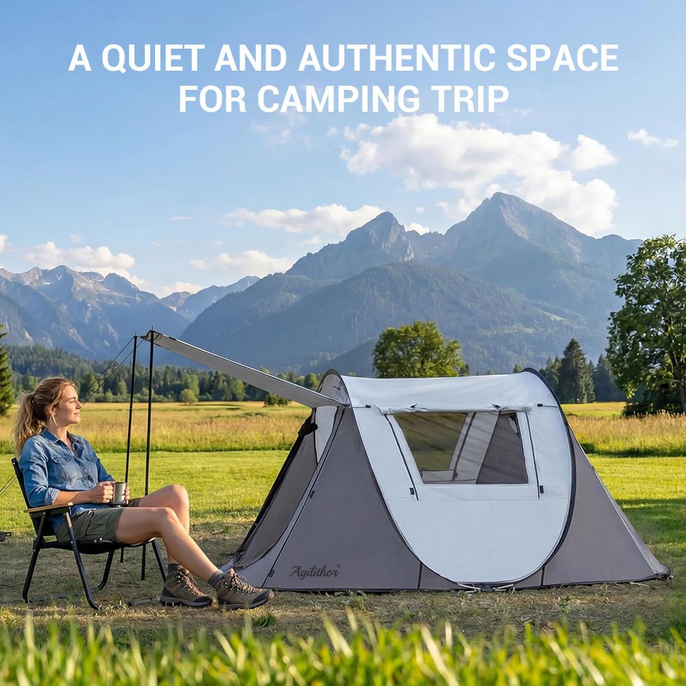 Agilithor Pop-Up Camping Tent — 4-Person Instant Setup Waterproof Family Tent - AGILITHOR