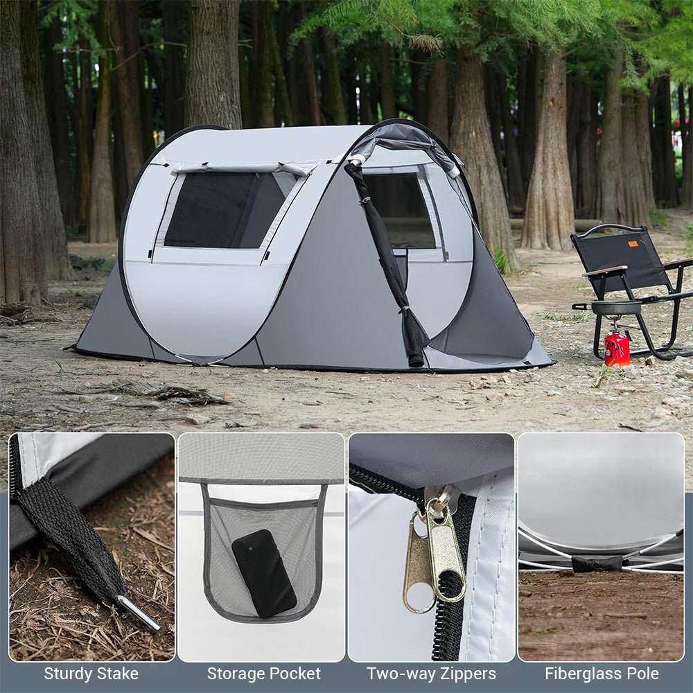 Agilithor Pop-Up Camping Tent — 4-Person Instant Setup Waterproof Family Tent - AGILITHOR