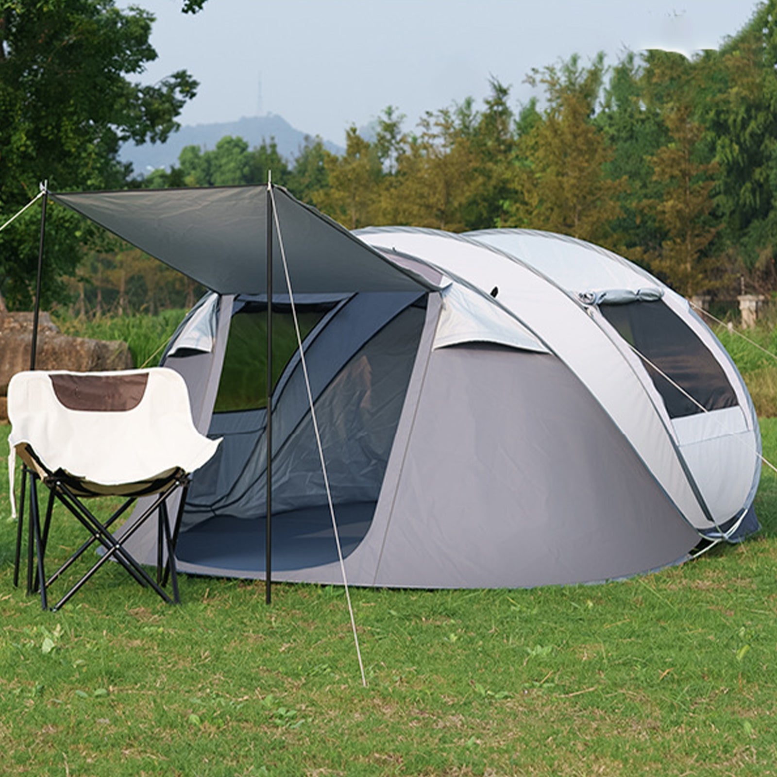 Agilithor Pop-Up Camping Tent with Sun Canopy — 4-6 Person - AGILITHOR