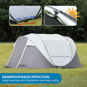 Agilithor Pop-Up Camping Tent with Sun Canopy — 4-6 Person - AGILITHOR