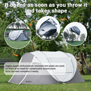 Agilithor Pop-Up Camping Tent with Sun Canopy — 4-6 Person - AGILITHOR