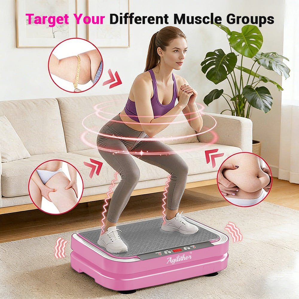 Agilithor Vibration Plate Machine with Bluetooth Speaker, Resistance Bands & Remote Control - AGILITHOR
