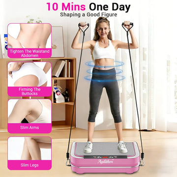 Agilithor Vibration Plate Machine with Bluetooth Speaker, Resistance Bands & Remote Control - AGILITHOR