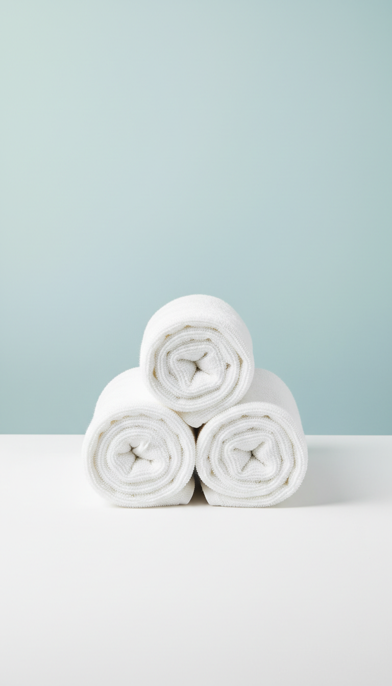 Pure White rolled towel set