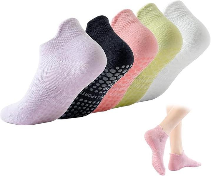 Women's Non-Slip Yoga Socks 5 Pairs – Pilates Grip Socks | AGILITHOR