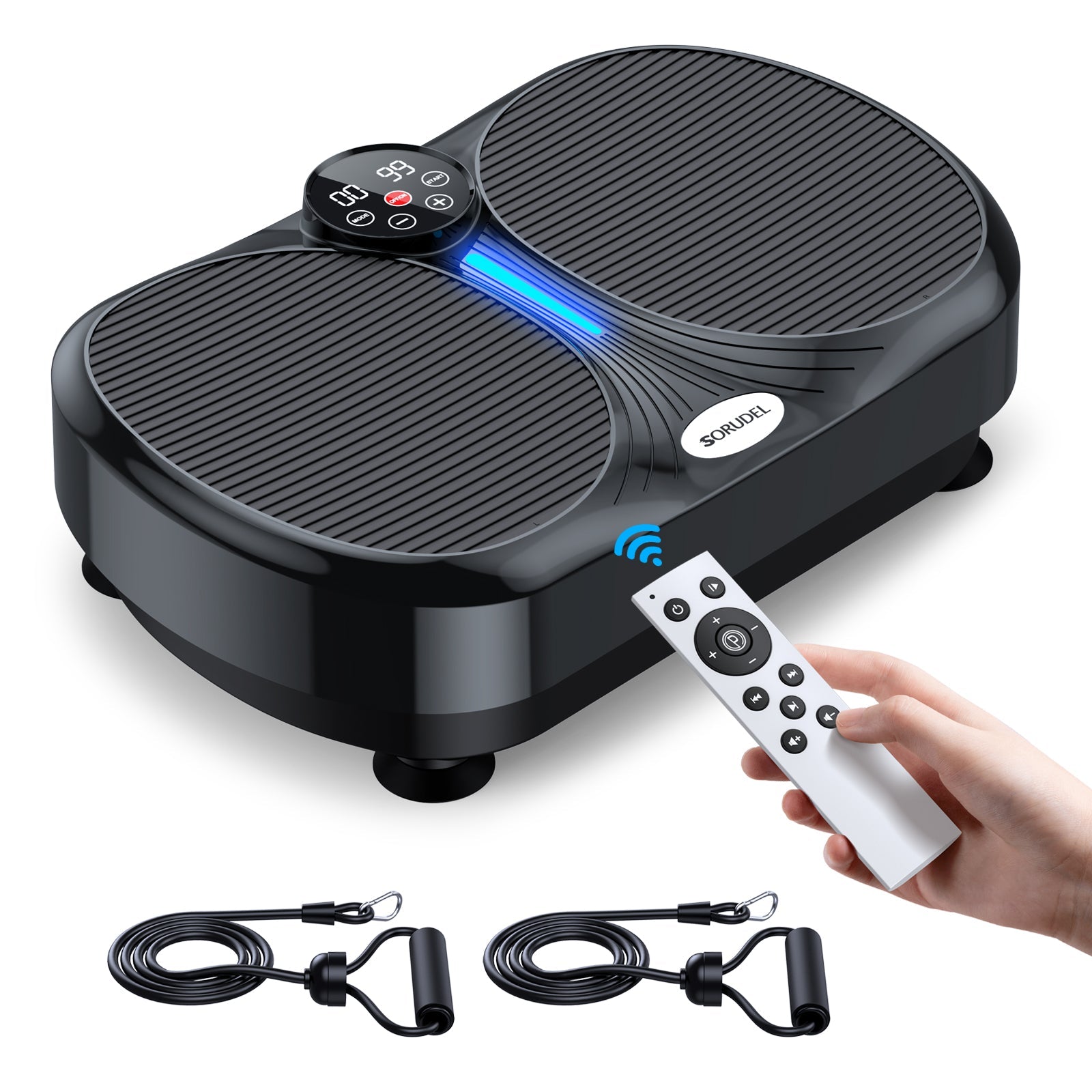 Dual-Foot Vibration Plate Machine with Remote Control & Resistance Bands - AGILITHOR