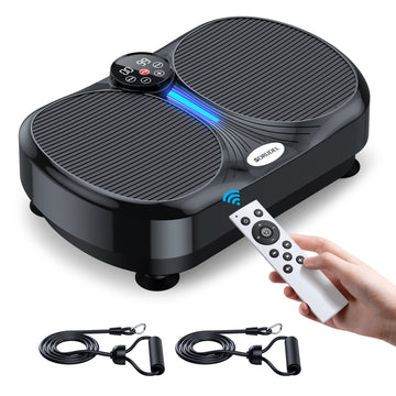 Dual-Foot Vibration Plate Machine with Remote Control & Resistance Bands - AGILITHOR