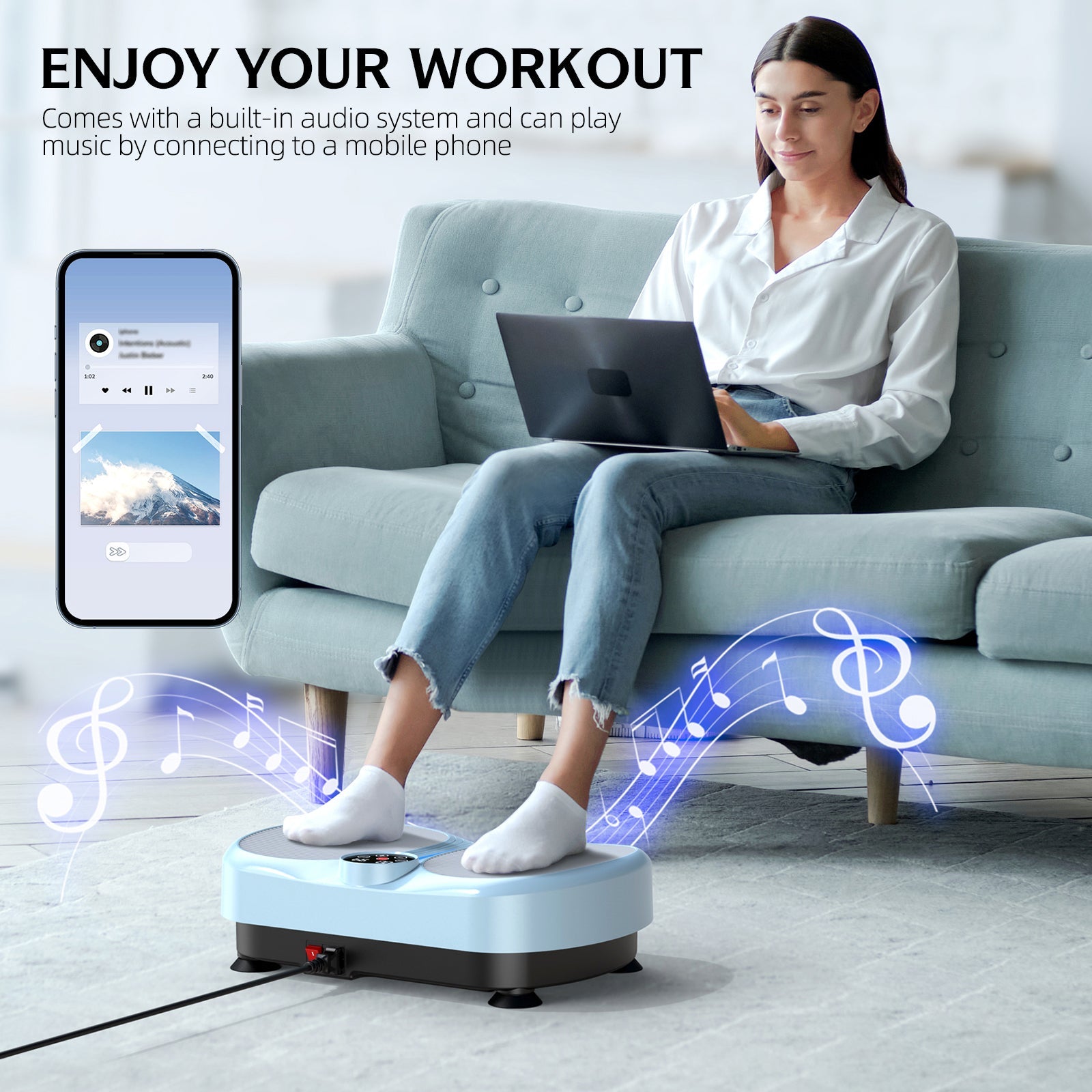 Dual-Foot Vibration Plate Machine with Remote Control & Resistance Bands - AGILITHOR