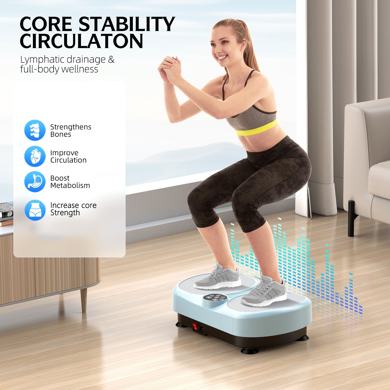 Dual-Foot Vibration Plate Machine with Remote Control & Resistance Bands - AGILITHOR
