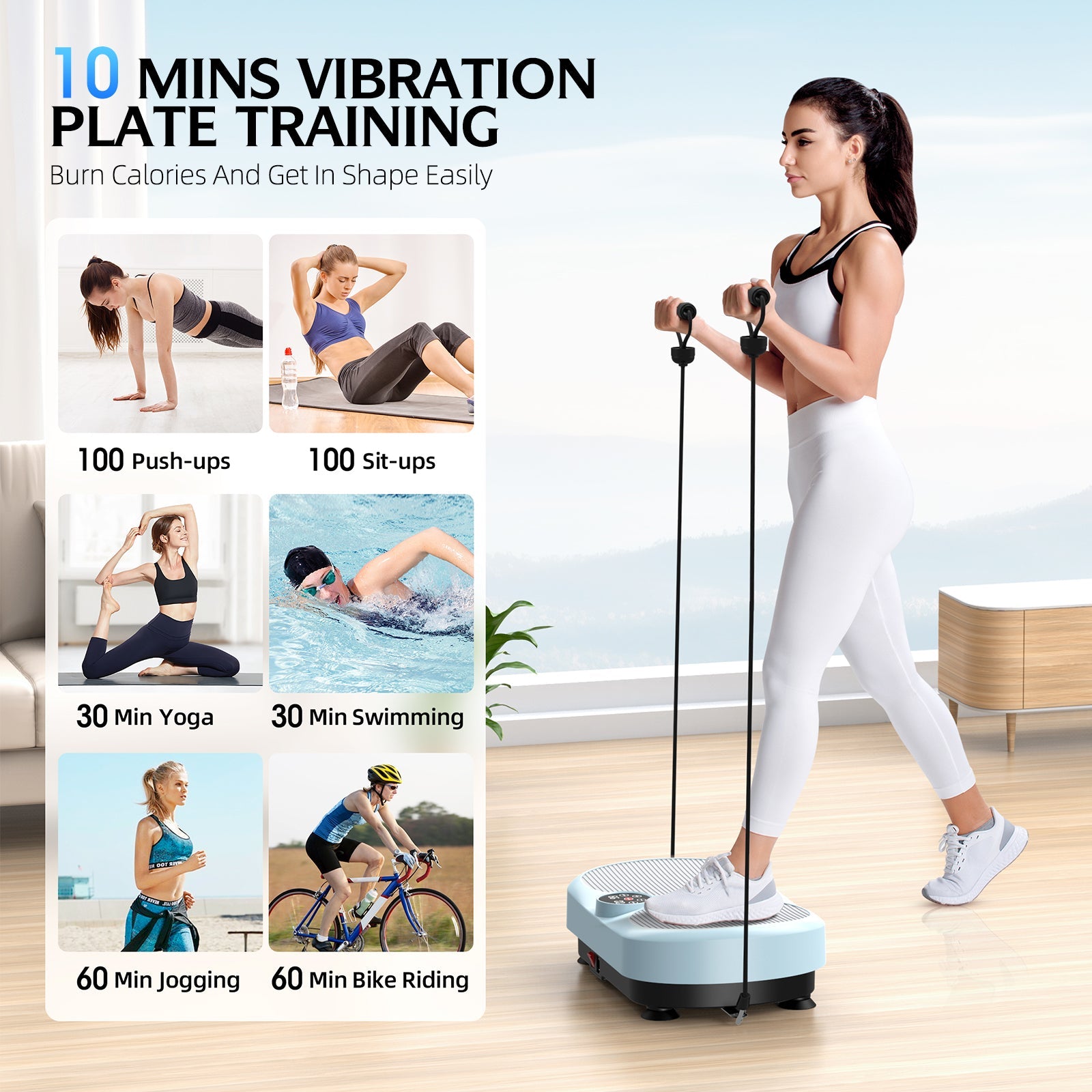 Dual-Foot Vibration Plate Machine with Remote Control & Resistance Bands - AGILITHOR