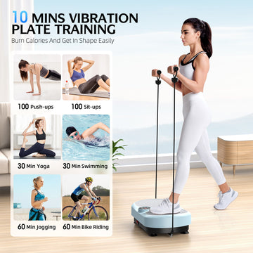 Dual-Foot Vibration Plate Machine with Remote Control & Resistance Bands - AGILITHOR