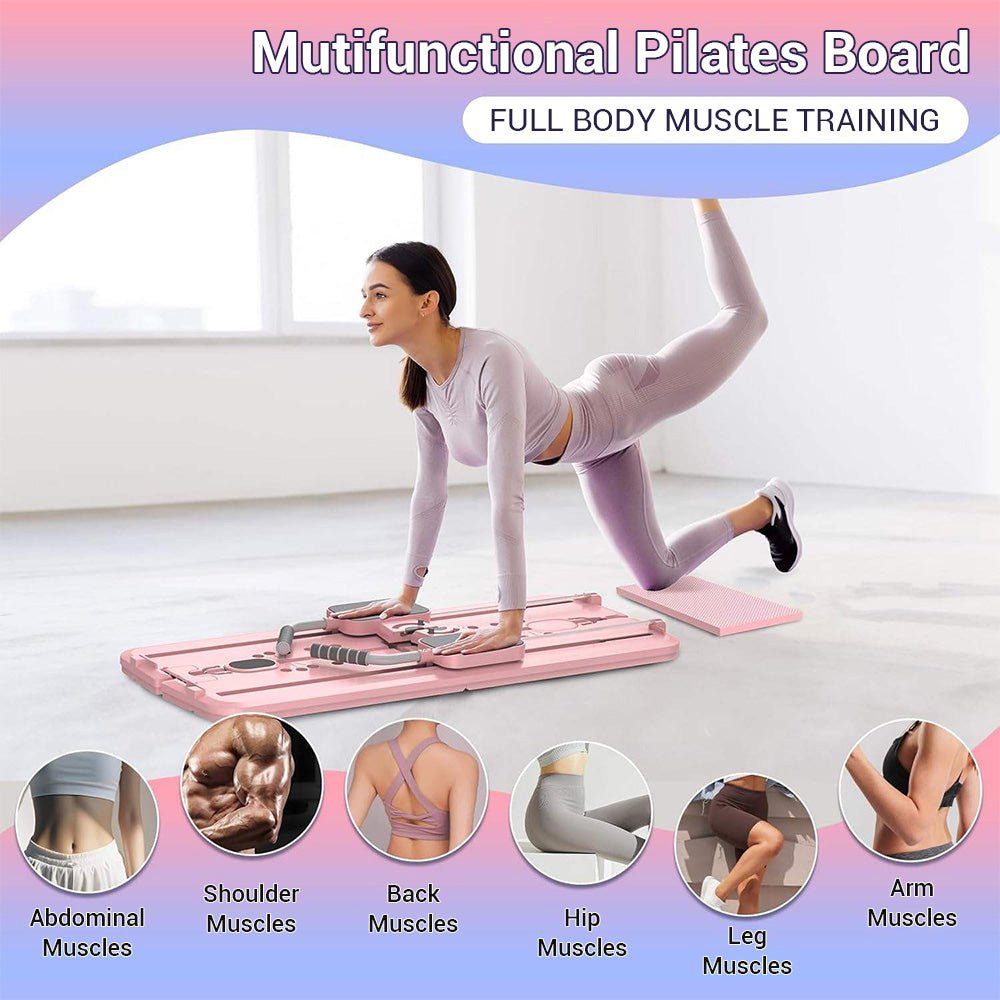Foldable Pilates Workout Board with Resistance Bands & Phone Holder - AGILITHOR